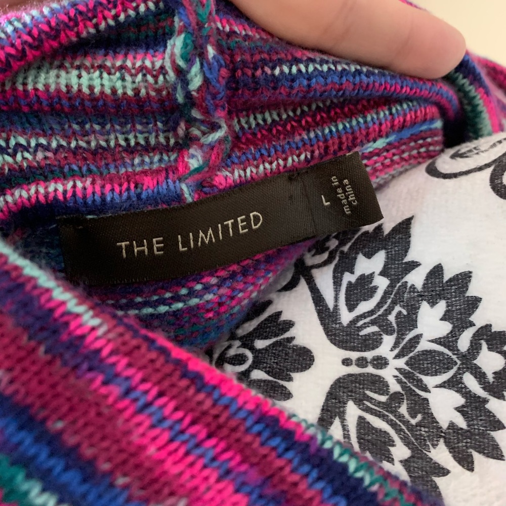 The Limited, Cowl Neck Multi Color Knit Pullover Sweater Women's Size Lg. - Picture 6 of 11